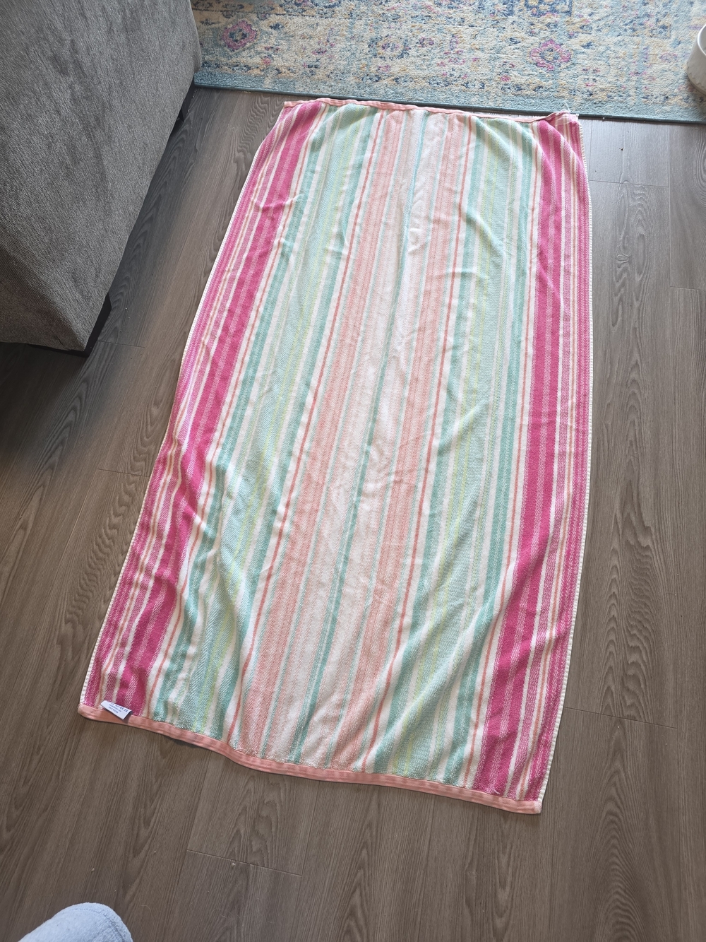 Saba Pastel Striped Throw - Pink, Mint & Peach